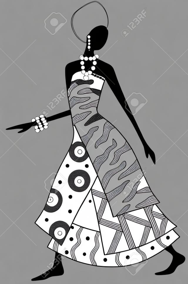 black and white african woman vector