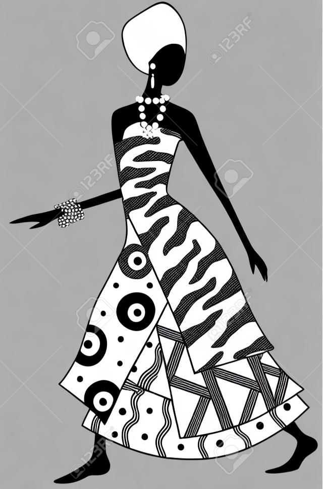 black and white african woman vector