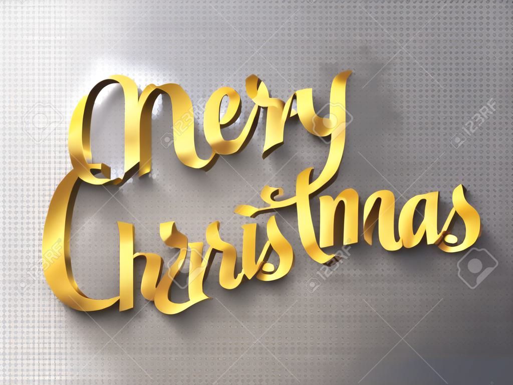 Merry Christmas golden sign on transparent background