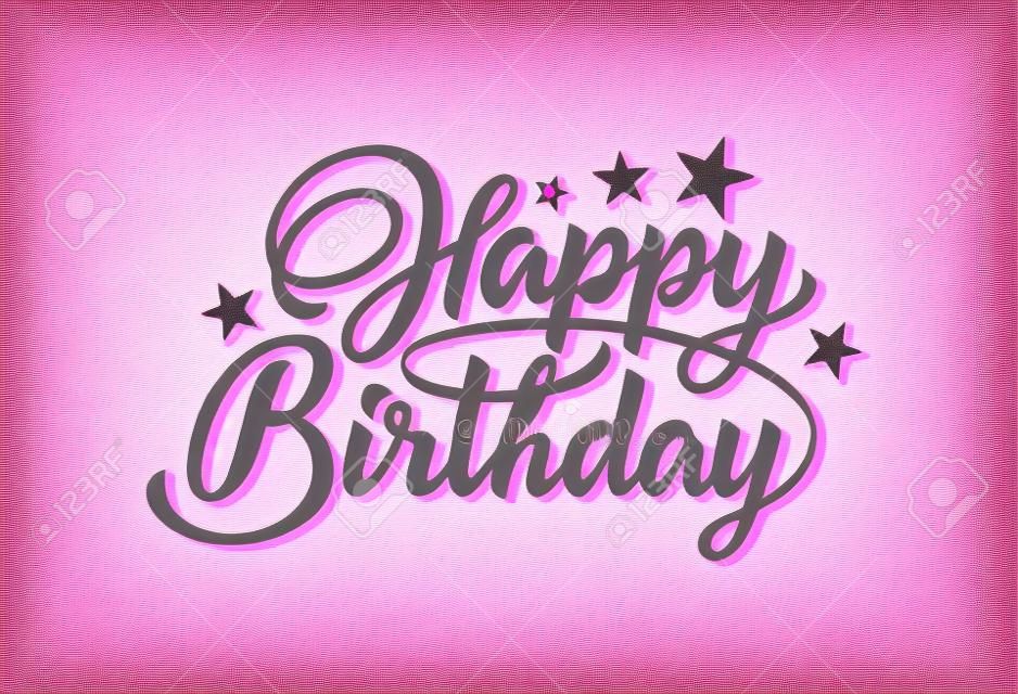 Roze inscriptie Happy Birthday. Print voor typografie. Vector Illustratie