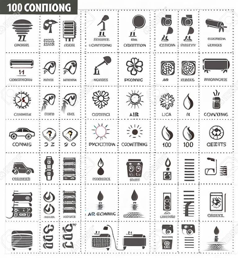 100 air conditioning icons sets.