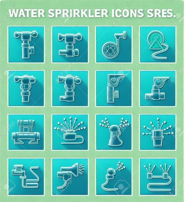Víz sprinkler ikonok készletek.