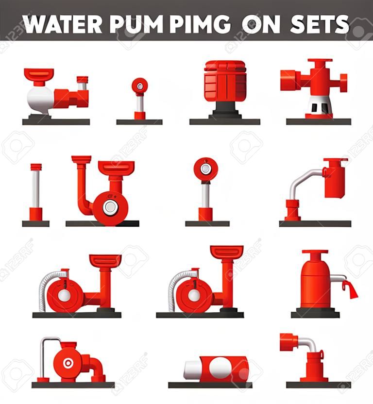 Water pump sets isolated on white background.