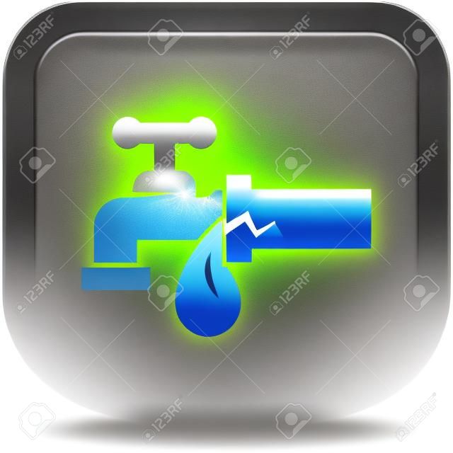 Burst pipe and water leak icon.