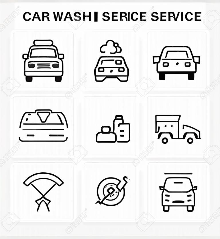 Conjunto de ícones de lavagem e serviço de carro para design gráfico de negócios de cuidados de carro.