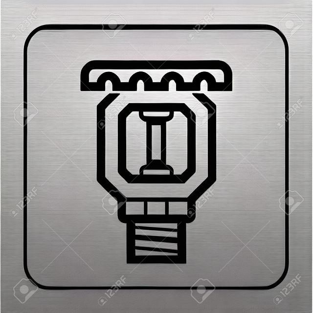 Fire sprinkler icon design, black and outline.
