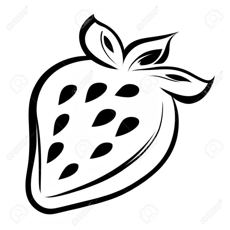 Contour drawing of strawberry  Vector illustration 