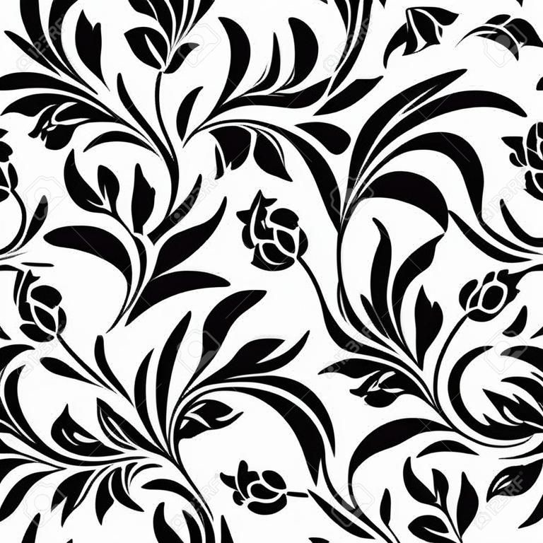 Vector seamless floral noir et blanc.