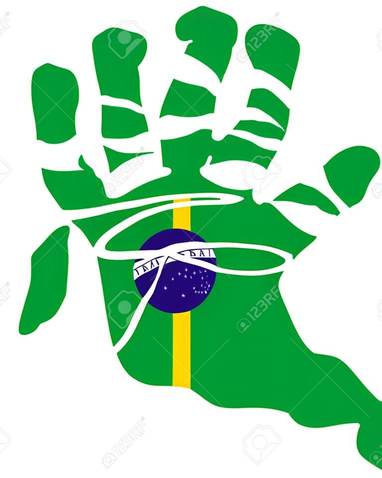 WraÅ¼enie druku rÄ™ka flagÄ… Brazylii