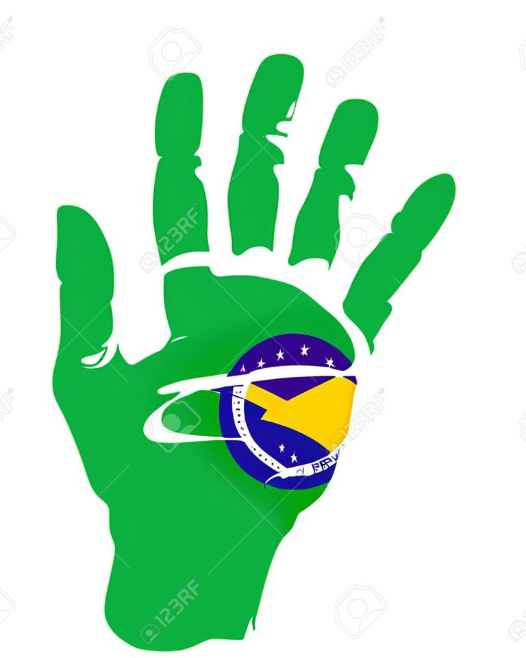 Mano impressione a stampa di bandiera del Brasile