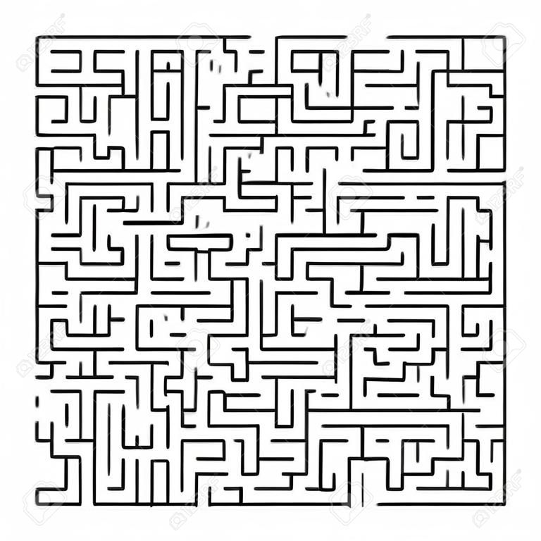 Complex maze puzzle game, 3 high level of difficulty. Black and white labyrinth business concept.