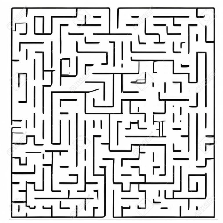 Complex maze puzzle game, 3 high level of difficulty. Black and white labyrinth business concept.