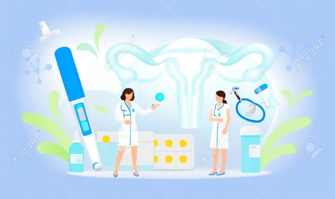 Gynaecologie checkup voor vrouwen. Dokter gynaecoloog raadplegen patiënt over eileiders, eierstokziekte. Vrouwelijke voortplantingssysteem onderzoek, behandeling en therapie