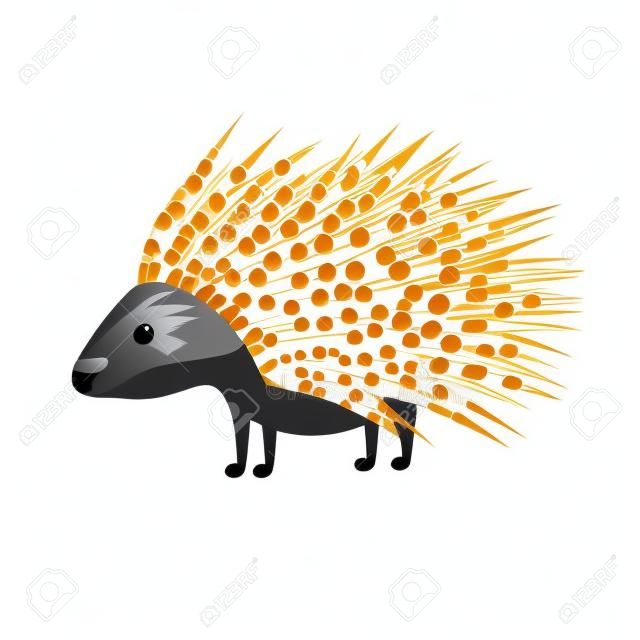 vector bristling porcupine on white background illustration for the children
