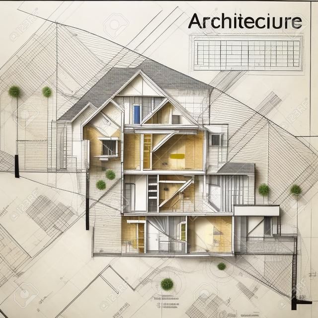 Parte do projeto arquitetônico, plano arquitetônico, projeto técnico, desenho de cartas técnicas, arquiteto no trabalho, planejamento de arquitetura no papel, plano de construção