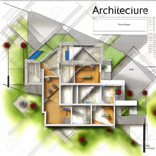 Parte do projeto arquitetônico, plano arquitetônico, projeto técnico, desenho de cartas técnicas, arquiteto no trabalho, planejamento de arquitetura no papel, plano de construção
