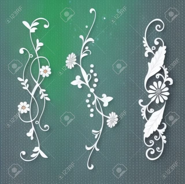 Векторный набор элементов для дизайна цветы и цветочные орнаменты