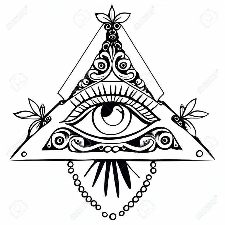 Глаз пирамиды черный Эзотерика Дизайн Иллюстрация черный