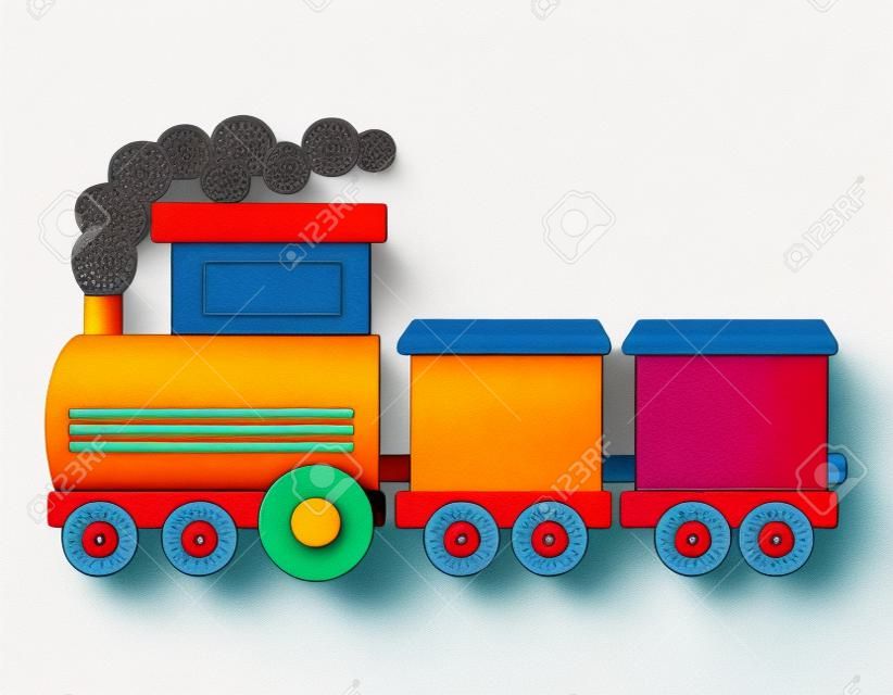 插圖豐富多彩的玩具火車的隔絕在白色背景