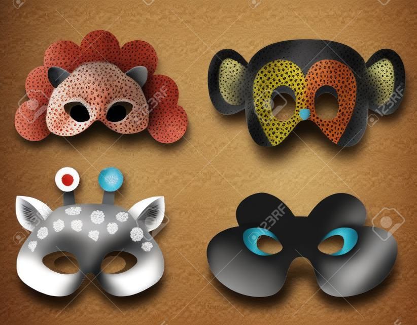 Коллекция масок животных с лицами животных. Готов к печати и носить