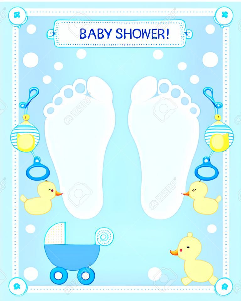 Illustration of a baby shower invitation card / border / frame for a boy