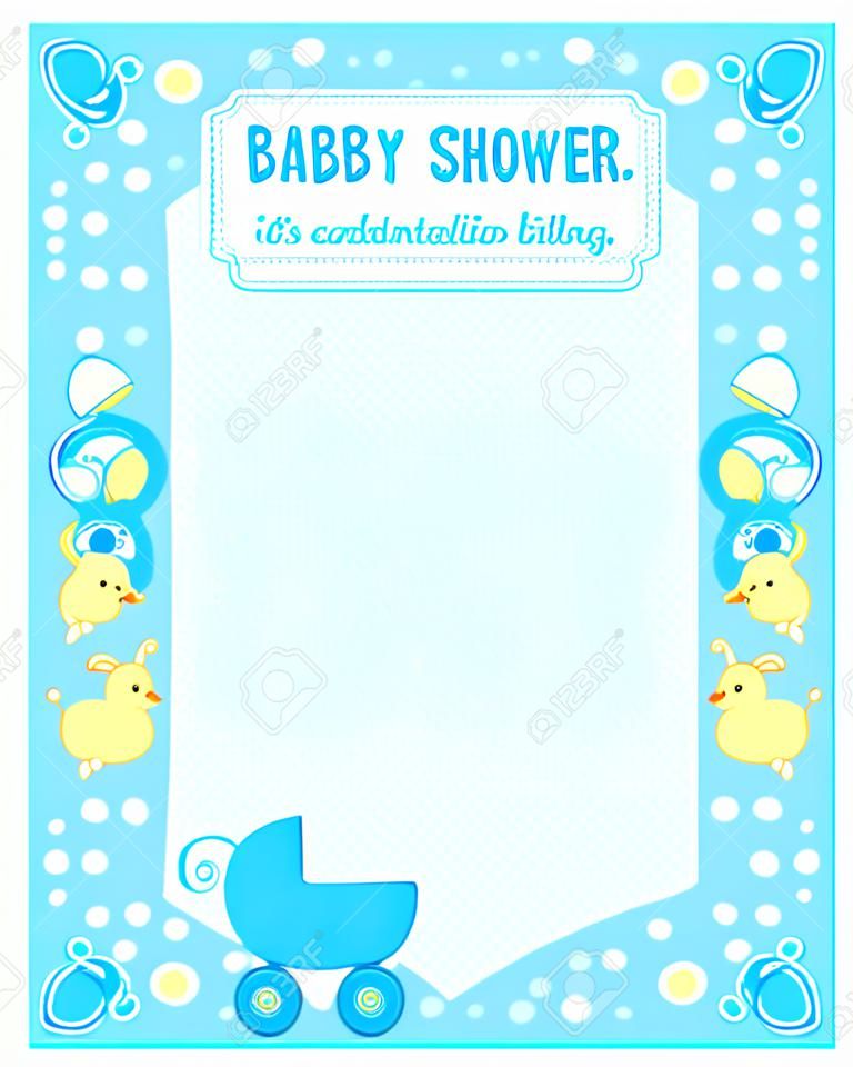 Illustration of a baby shower invitation card / border / frame for a boy
