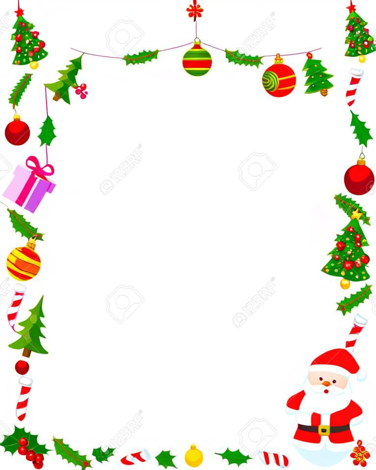 Colorful christmas frame / border with different clip arts