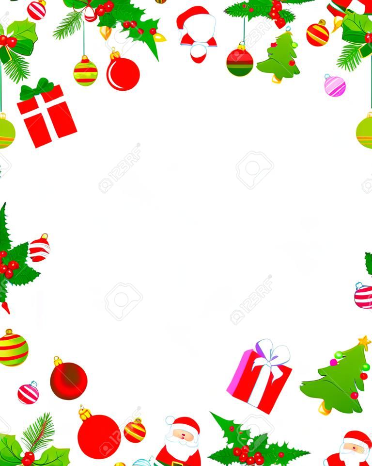 Colorful Christmas Frame / Grenze mit verschiedenen Cliparts