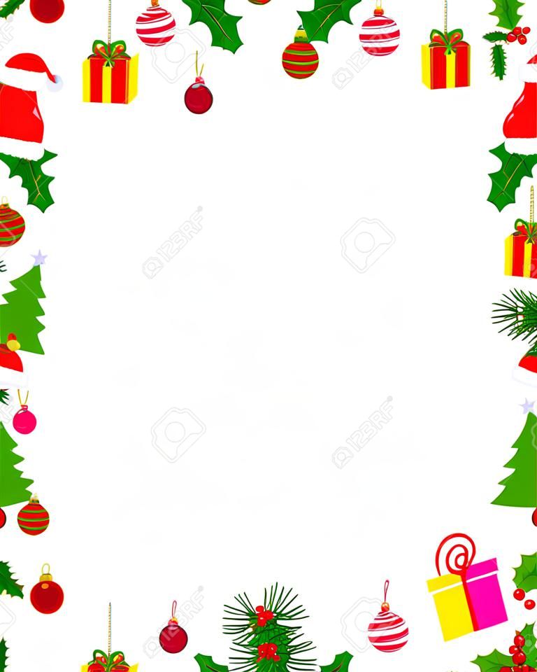 Colorful Christmas Frame / Grenze mit verschiedenen Cliparts