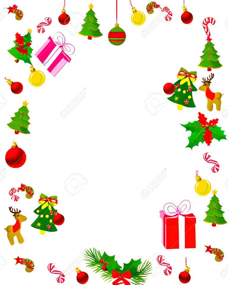 Colorful christmas frame / border with different clip arts