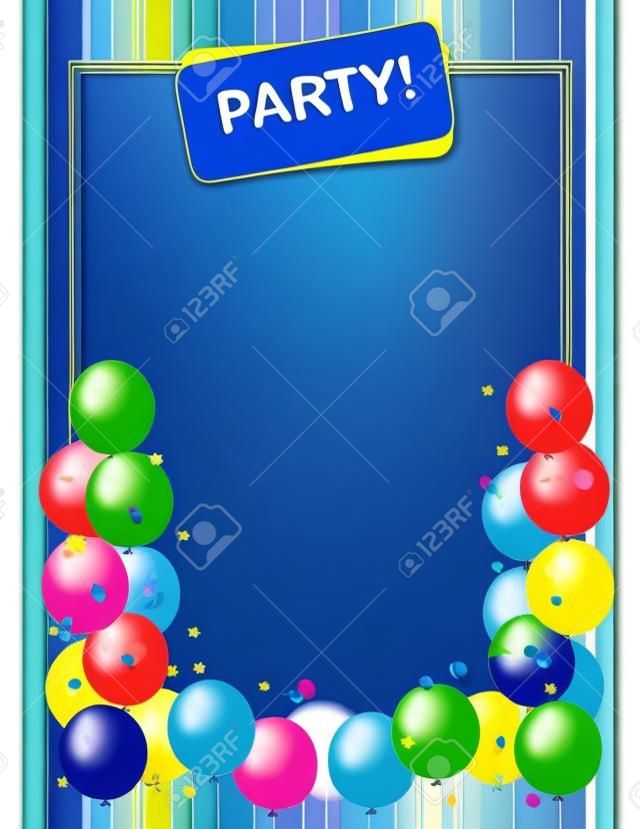 tarjeta de invitación de cumpleaños para niños con globos de colores.  plantilla de diseño vectorial de