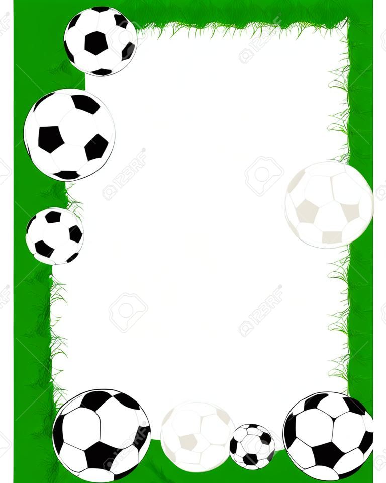 아름 다운 녹색 잔디 프레임에 축구 공입니다.