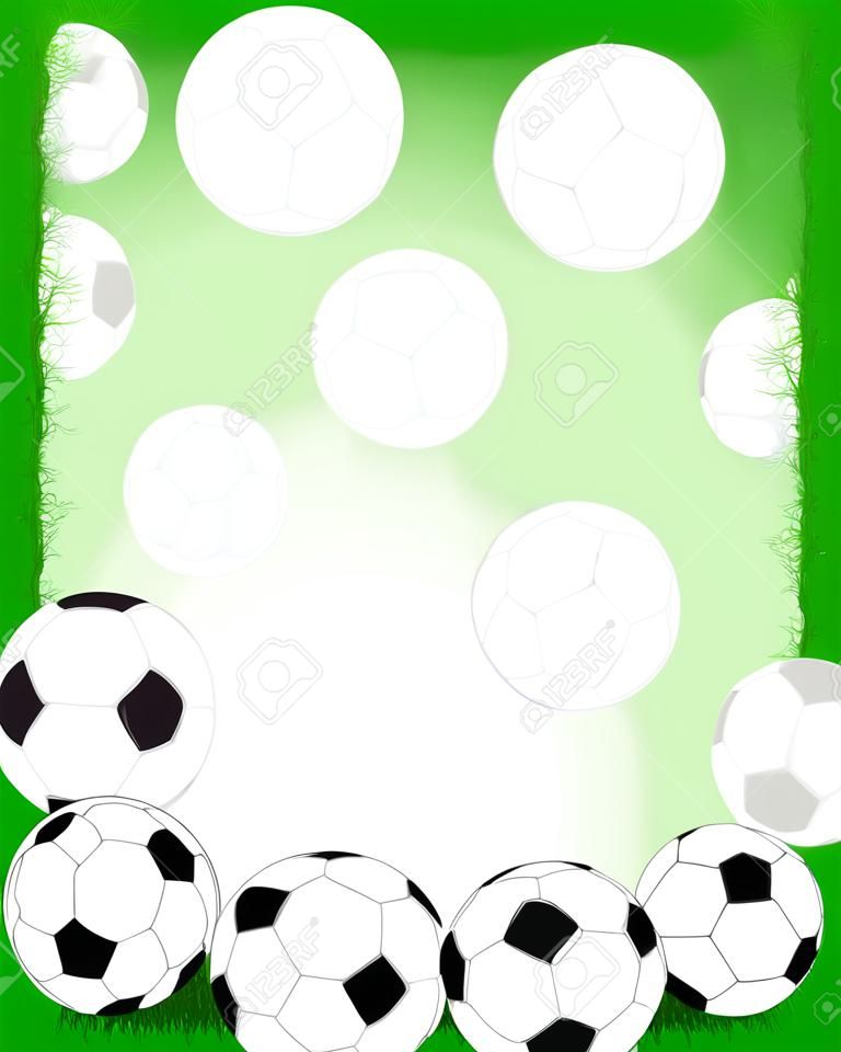 緑の芝生が美しいフレームにサッカー ボール。