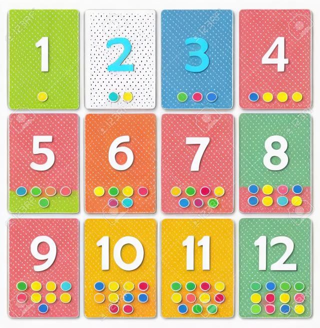 Printable flash card colletion for numbers with dots for preschool / kindergarten kids | let's learn colors