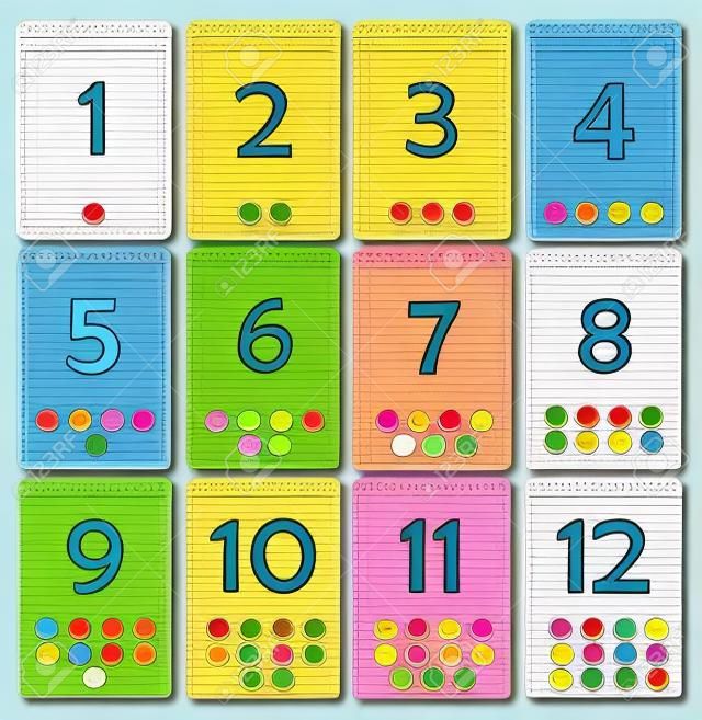 유치원 / 유치원 아이들을위한 점 번호의 인쇄 플래시 카드 colletion | 의 색상을 배울 수 있습니다