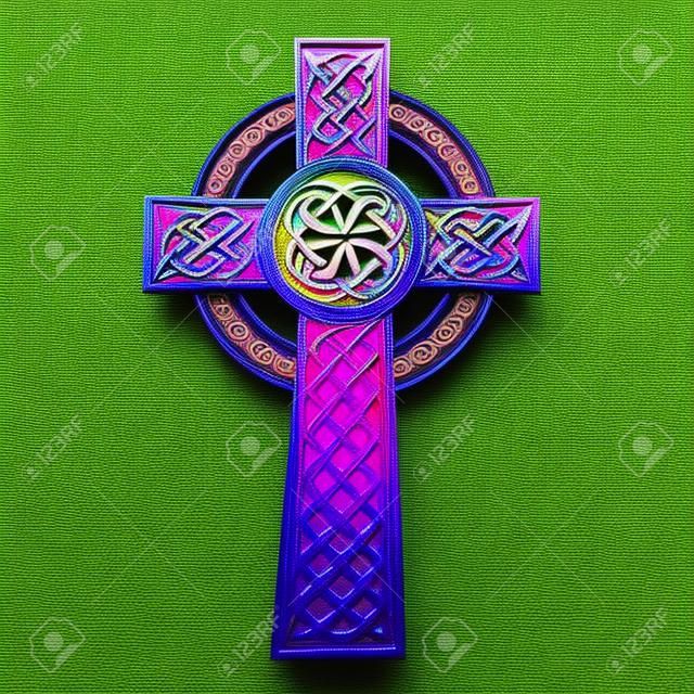 una croce celtica di intricati piuttosto colorato