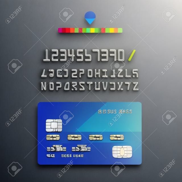 Modelos de cartões de crédito fontes design com um fundo de polígono, isolado