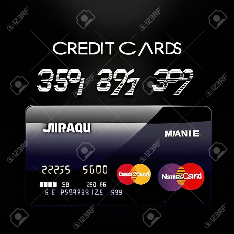 Szablony kart kredytowych projektowanie czcionek z wielokątem tła, Izolowane