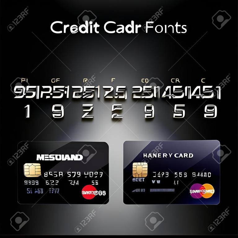 Modelli di caratteri di carte di credito di progettazione con uno sfondo di poligono, Isolato
