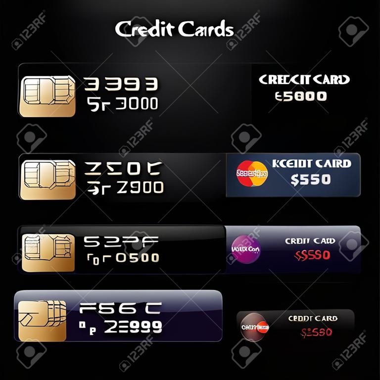 Szablony kart kredytowych projektowanie czcionek z wielokątem tła, Izolowane