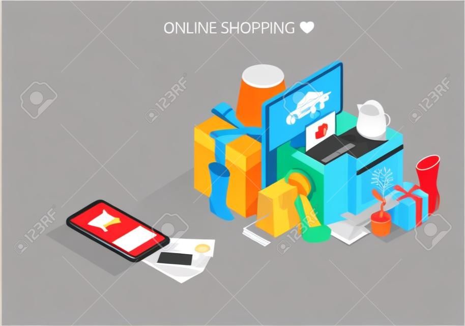 flat design vector illustration concepts of online shopping