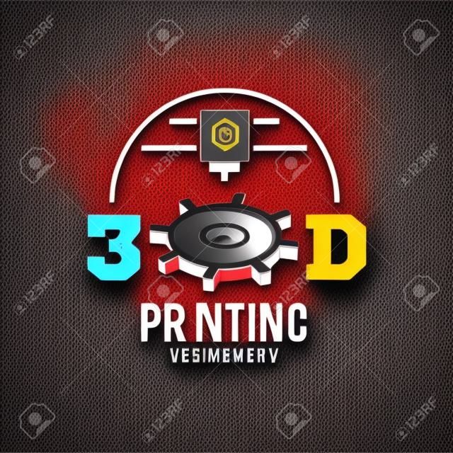 3D 프린터 벡터 아이콘 로고 및 배지
