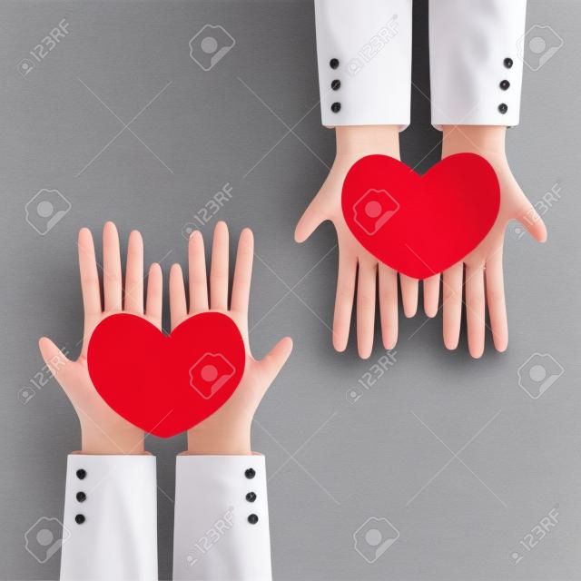 Mão dá coração ao coração