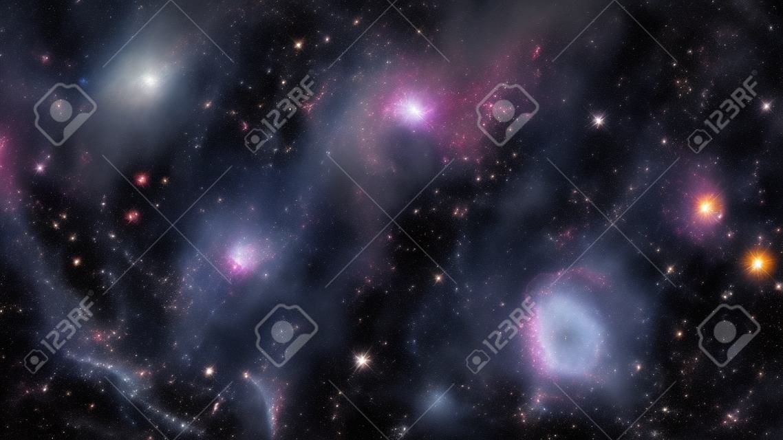 Mgławica i galaktyki w przestrzeni kosmicznej. Elementy tego zdjęcia dostarczone przez NASA.