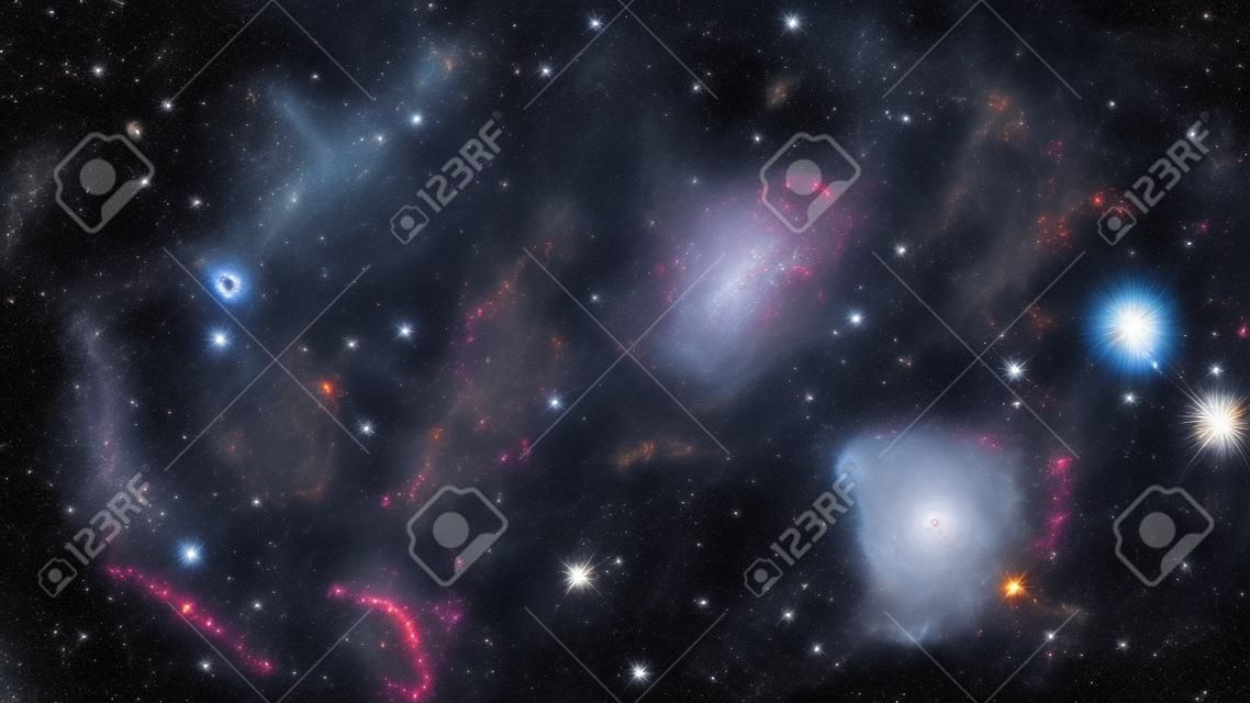 Nebula and galaxies in deep space. Elements of this image furnished by NASA.