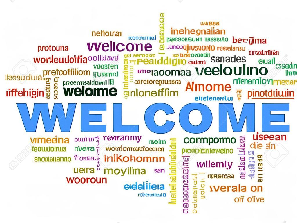 Ilustración de wordcloud de bienvenida en los idiomas del mundo diferentes.
