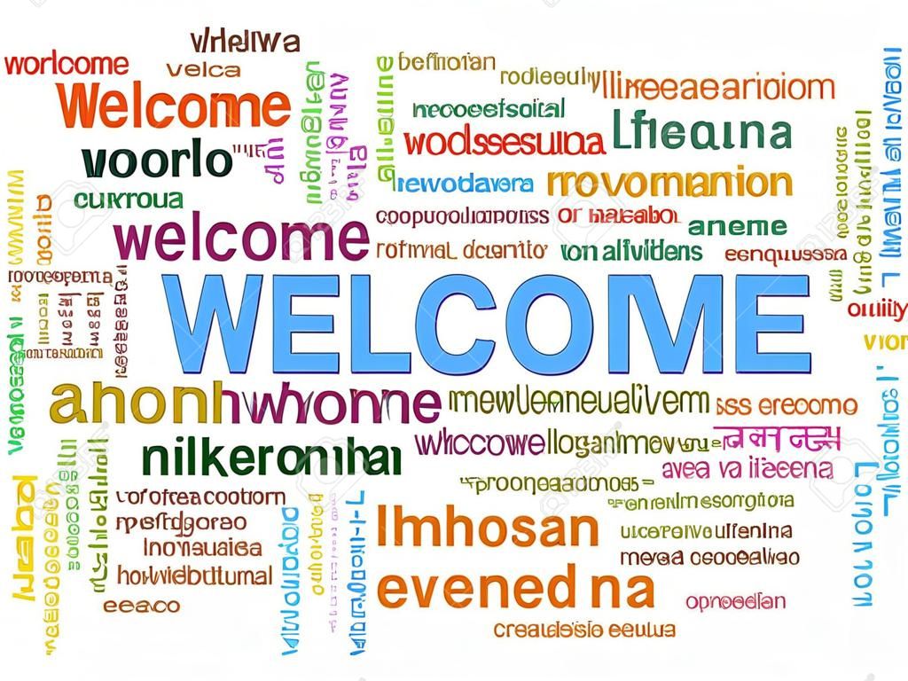 Ilustración de wordcloud de bienvenida en los idiomas del mundo diferentes.