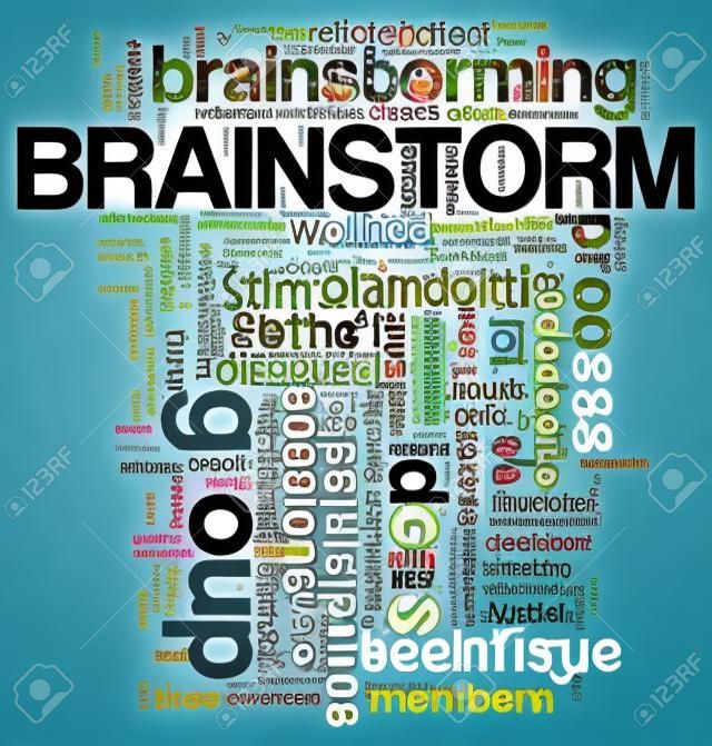 Illustration of wordcloud representing words related to brainstorming 