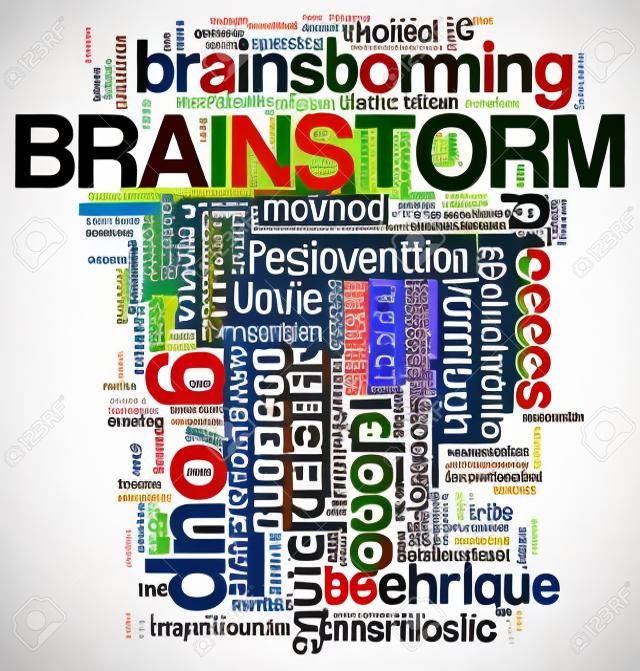 Illustration of wordcloud representing words related to brainstorming 