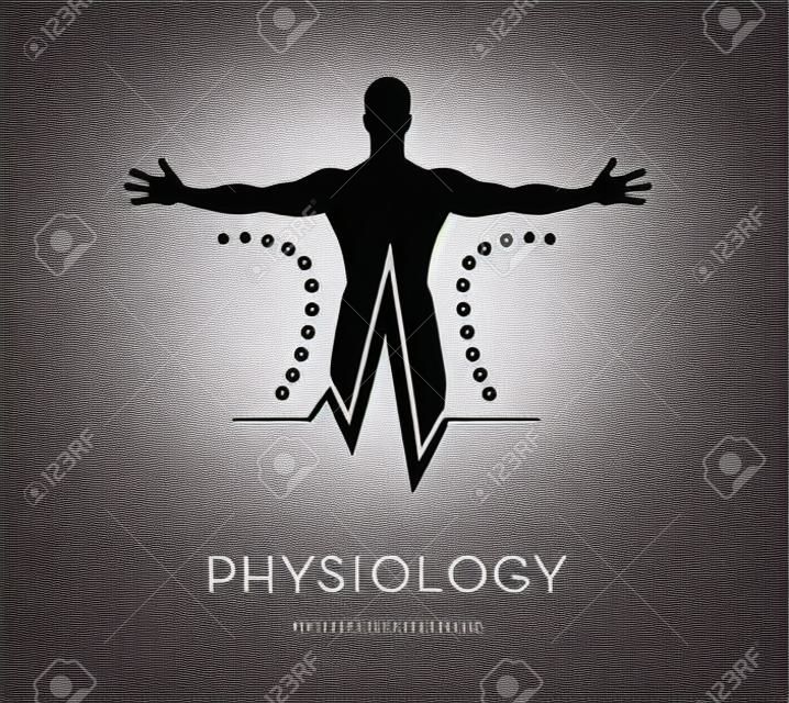 MAN'S SILHOUETTE WITH OPES ARMS, HEAR RATE LINE, VECTOR LOGO / ICON, HEALTH, PHYSICAL THERAPY LOGO TEMPLATE